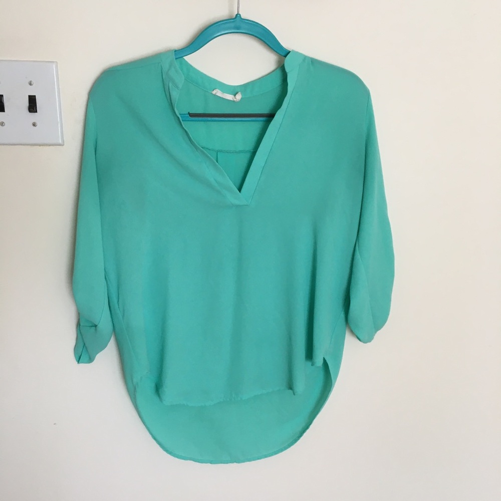 Lush Teal Blouse 3/4 Sleeves Size Small